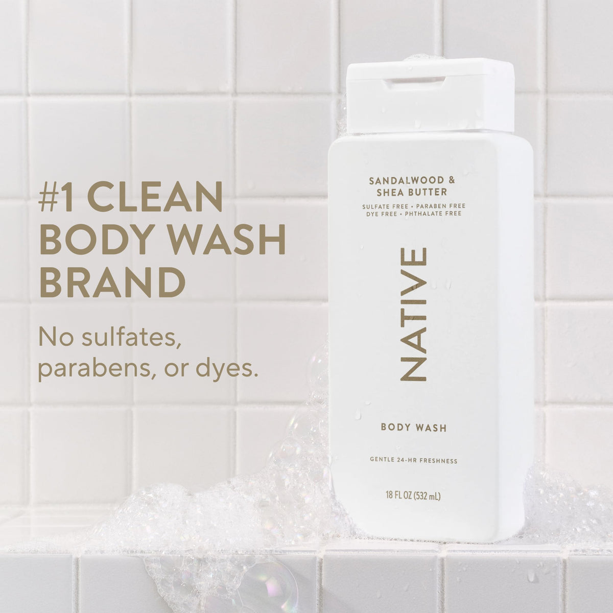 Native texture close-up showing creamy lather and moisturizing feel