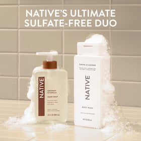 Native bottle styled in bathroom scene conveying premium routine and scent benefit