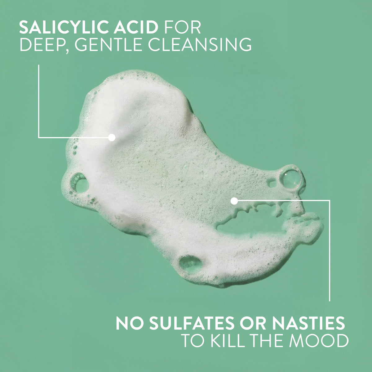 Native products in use under shower, visual of effective cleansing and rinsing benefit