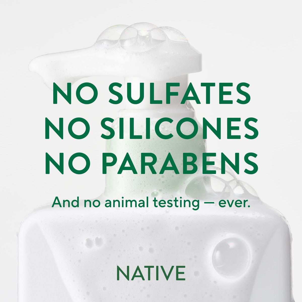 Native bottle held in hand to show size and scale, helps buying decision benefit