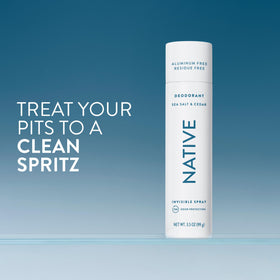 Native Sea Salt & Cedar side label highlighting ingredients and clean formula benefit