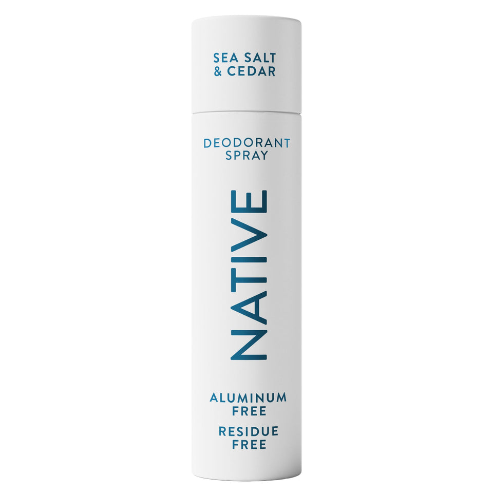 Native Sea Salt & Cedar front can showing fresh citrus-wood scent and benefit