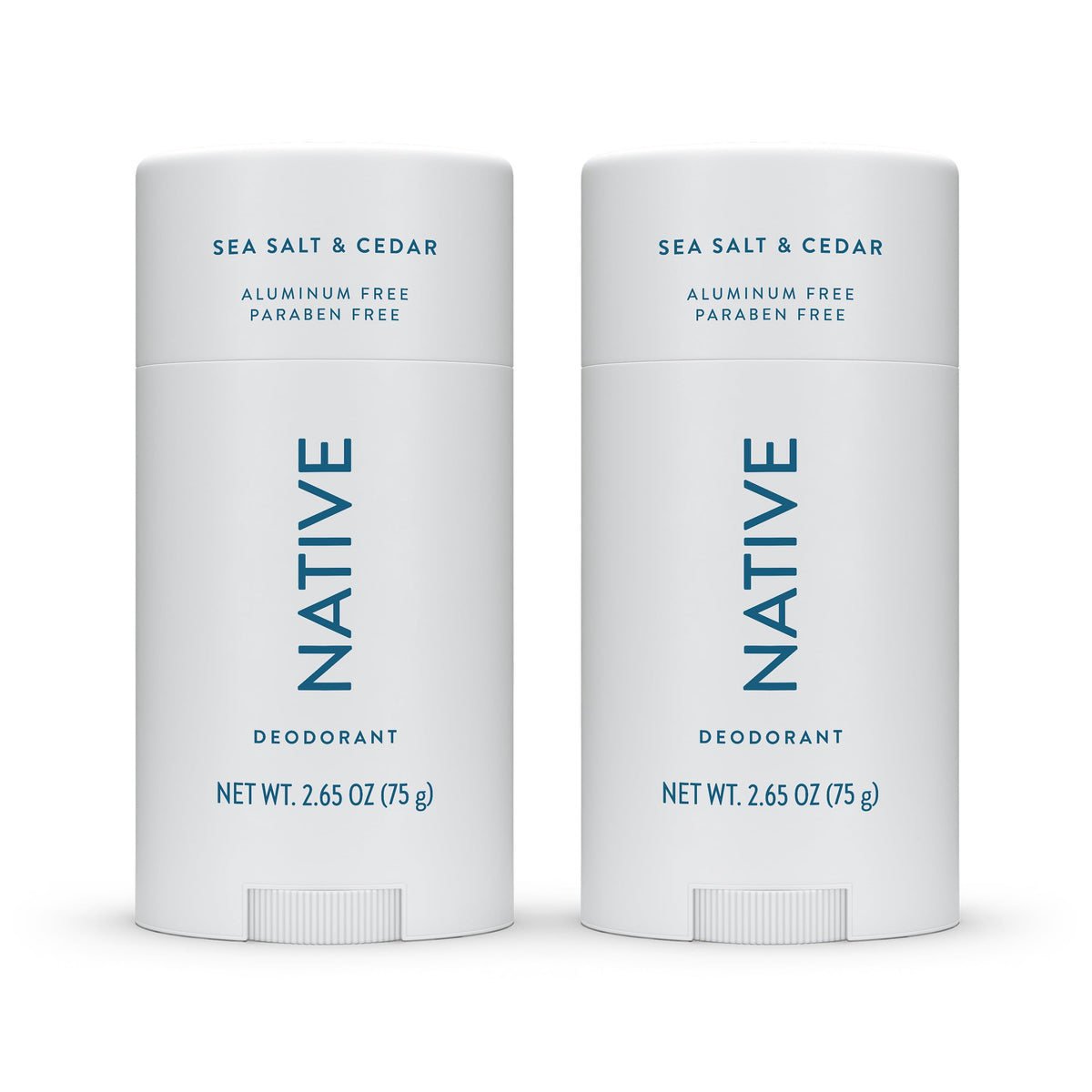 Native front packaging of Sea Salt & Cedar twin pack showing product convenience