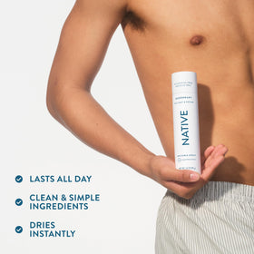 Native Sea Salt & Cedar on bathroom dresser in morning routine offering convenience benefit