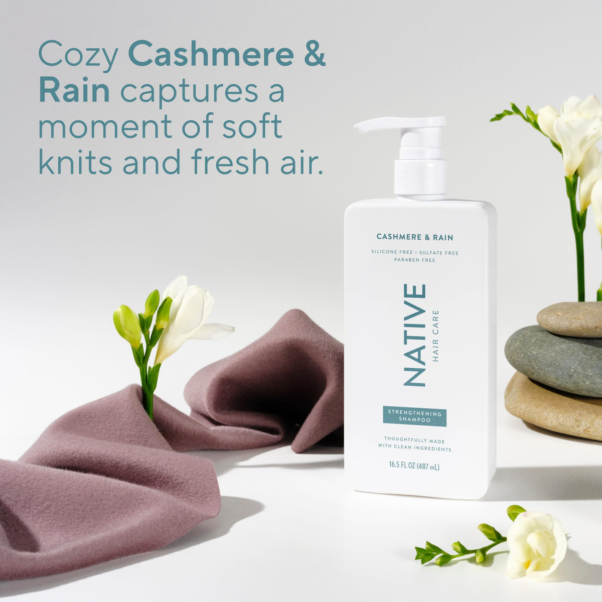 Native bottle close-up on packaging showing recyclable materials benefit