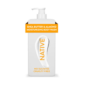Native front packaging showing shea butter almond scent and easy pump benefit