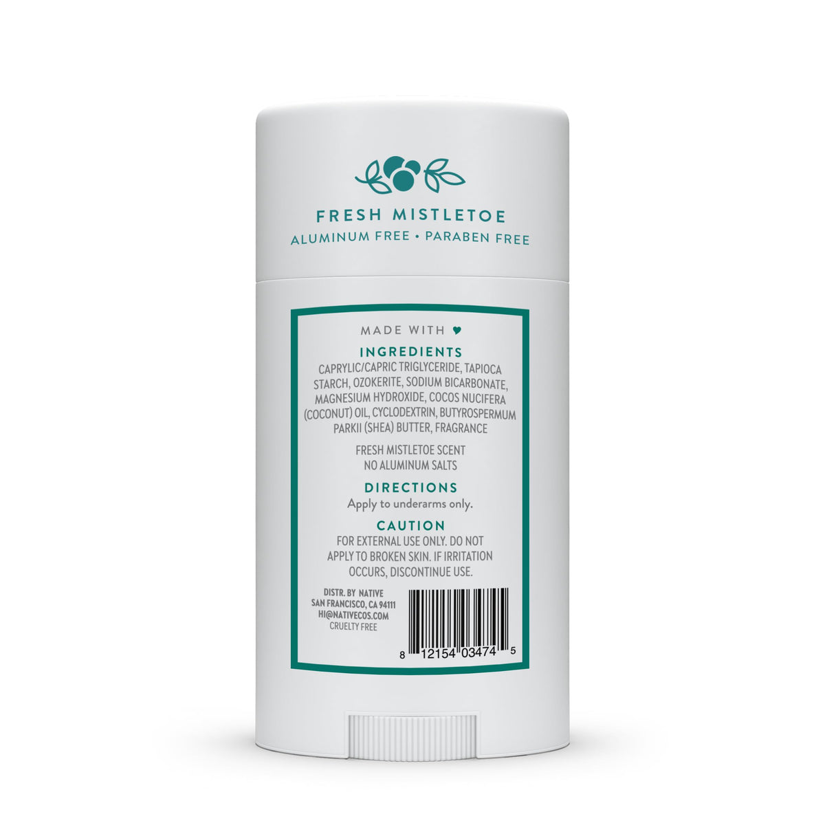 Native deodorant next to a coin illustrating compact size and travel convenience