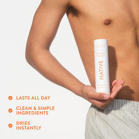 Native being sprayed on chest illustrating underarm and body use
