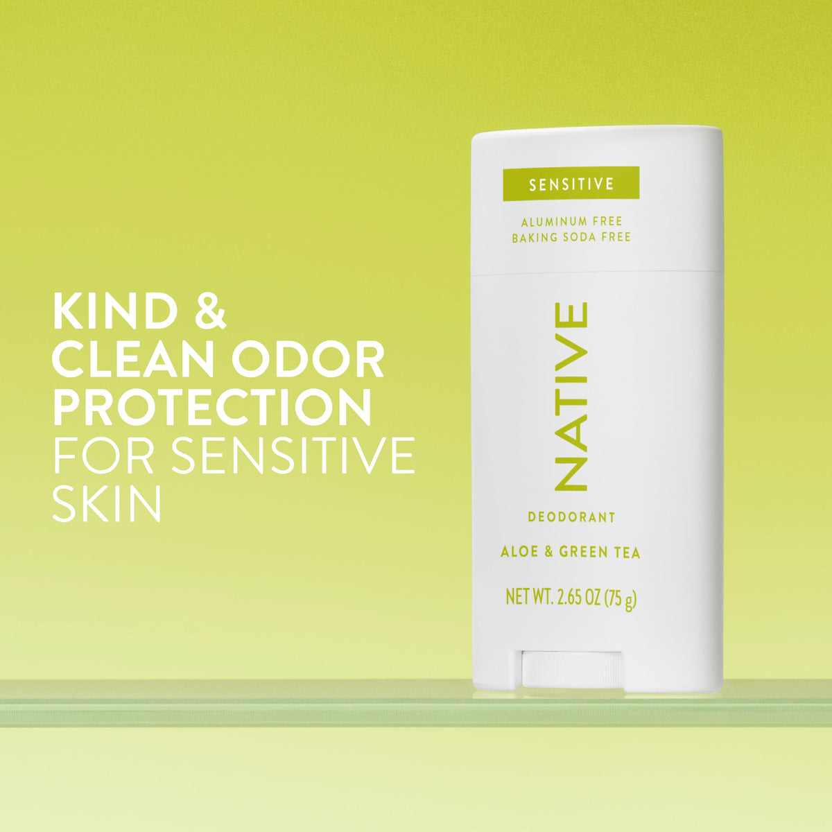 Native close-up texture of deodorant stick, illustrates smooth glide benefit