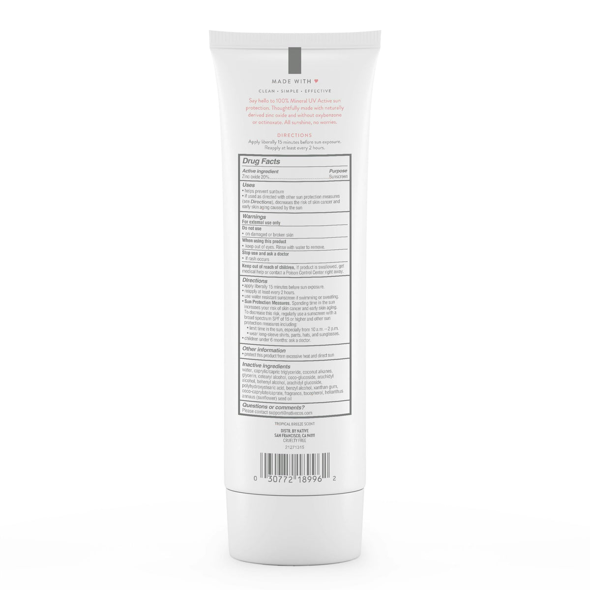 Native lotion blended on skin showing minimal white cast and natural finish