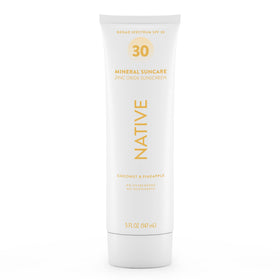 Native sunscreen front tube pineapples and coconut scent, travel-friendly protection