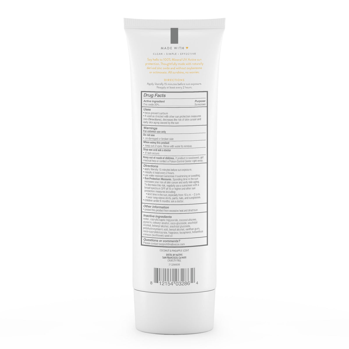 Native sunscreen tube on recycled backdrop, Native aligns with eco-conscious choices