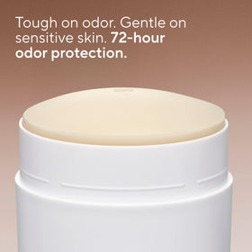 Close-up texture of Native deodorant surface, shows smooth glide and moisturizing finish