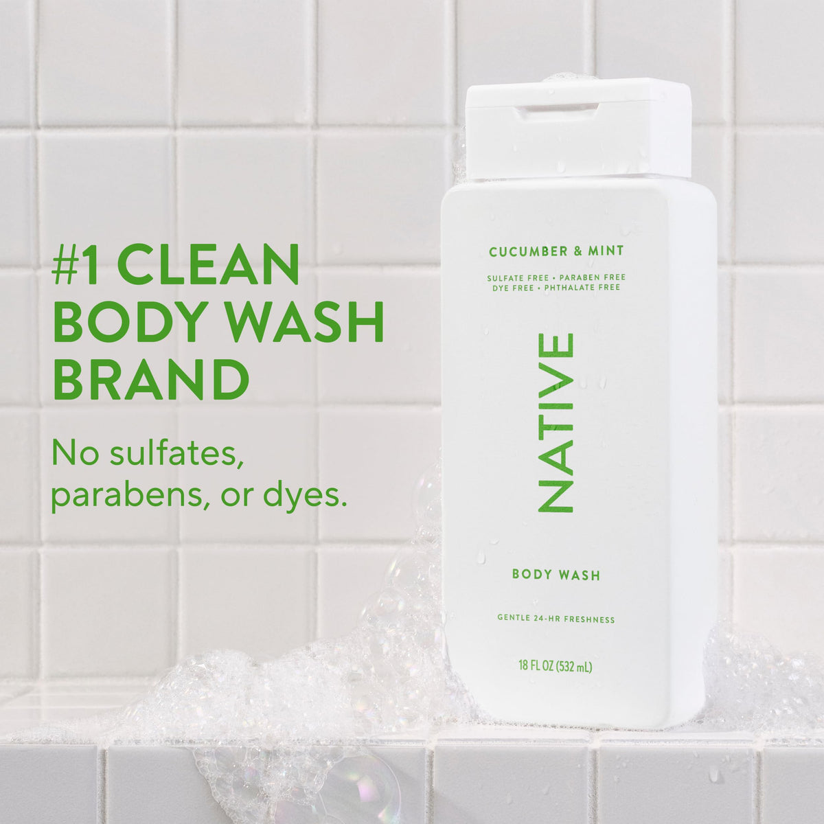 Native creamy lather texture demonstrating gentle hydration on skin