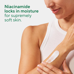 Native lotion texture swirled on skin demonstrating lightweight, non-greasy hydration
