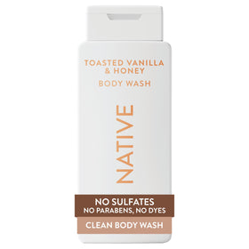 Native front bottle showing toasted vanilla honey scent and convenient size