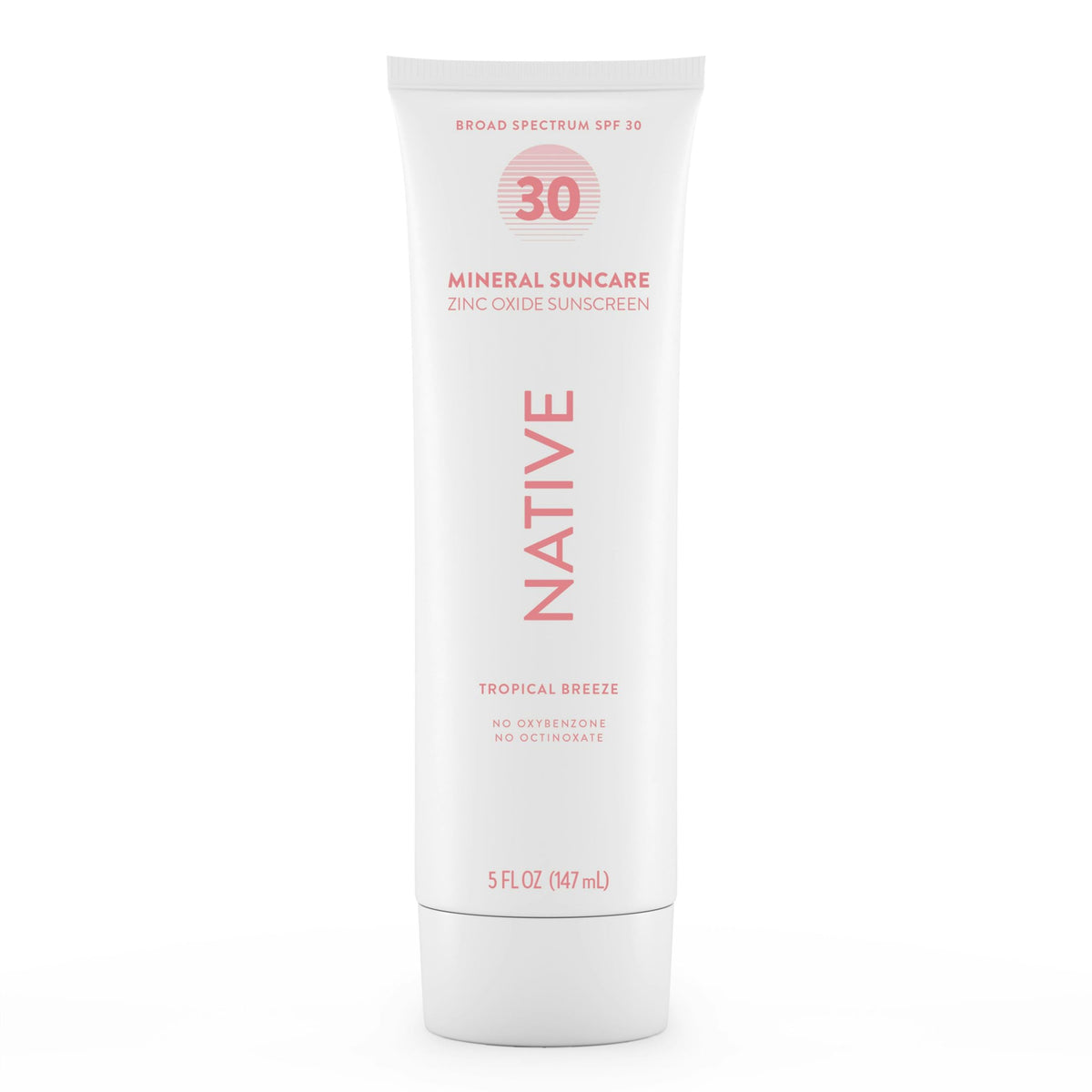 Native front packaging showing Tropical Breeze scent and SPF 30 protection