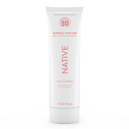 Native front packaging showing Tropical Breeze scent and SPF 30 protection