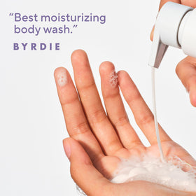 Native creamy lather on hand demonstrating rich hydration