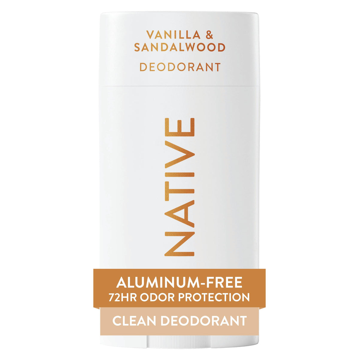 Native front packaging showing vanilla and sandalwood scent benefit freshness