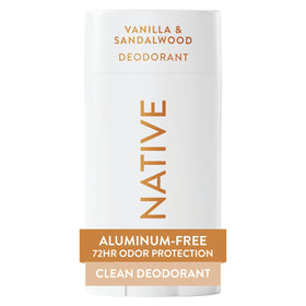 Native front packaging showing vanilla and sandalwood scent benefit freshness