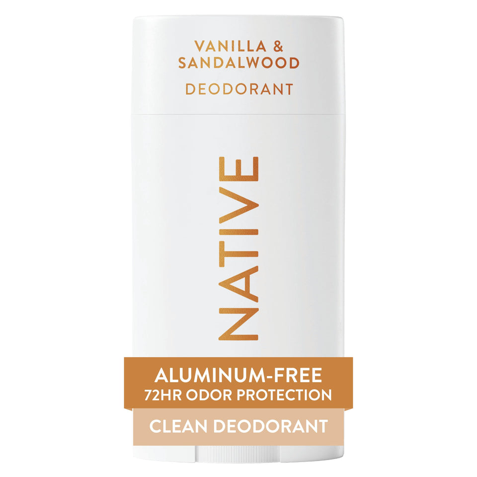 Native front packaging showing vanilla and sandalwood scent benefit freshness