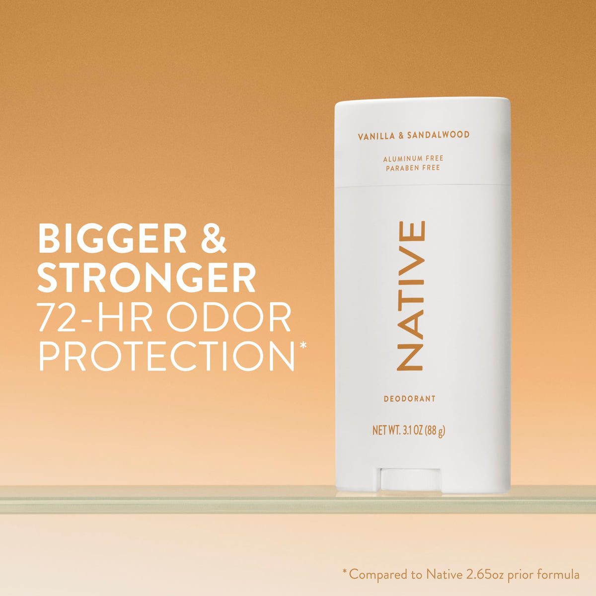 Native stick open on skin demonstrating smooth, clear application and comfortable glide