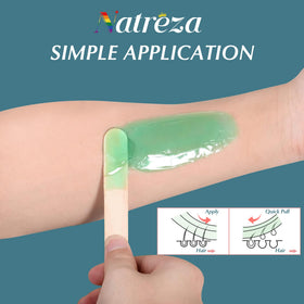 Natreza stripless wax being removed from leg for clean, long-lasting smoothness
