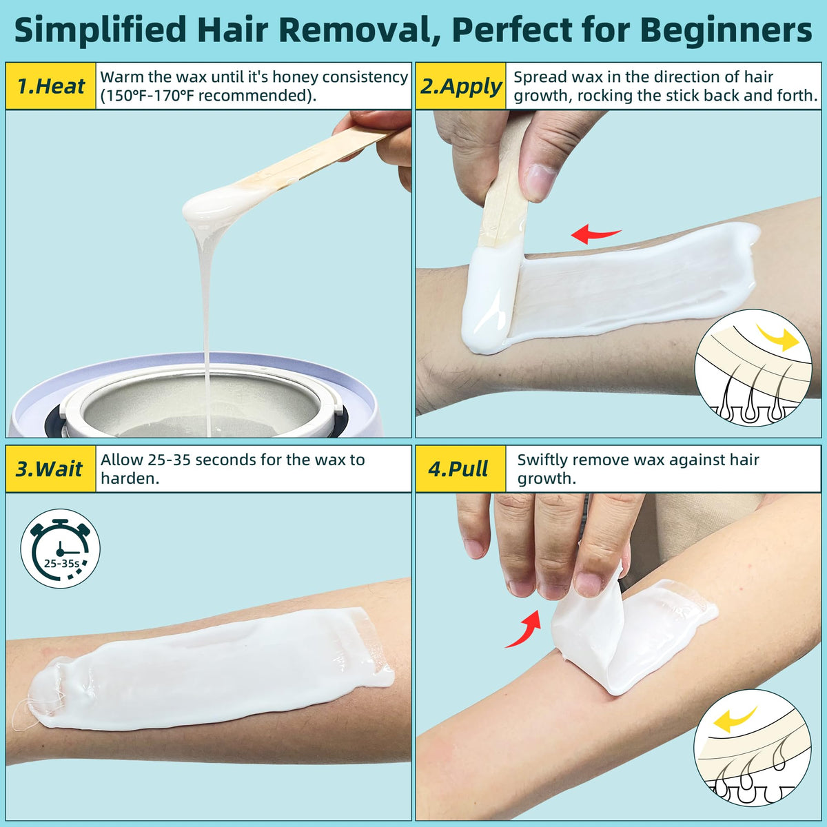 Natreza wax beads in hand highlighting clean texture and ease