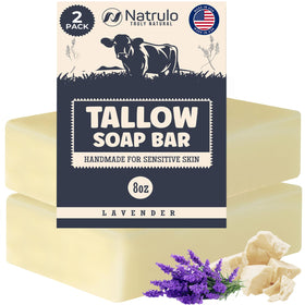 Natrulo front packaging showing beef tallow soap and benefits
