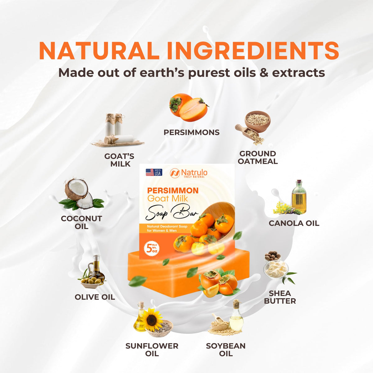 Natrulo persimmon soap staged in bathroom to suggest daily use