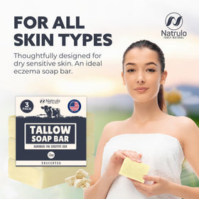 Natrulo soap lathered in hand demonstrating gentle cleansing foam