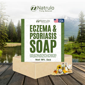Natrulo soap size comparison with coin showing compact, travel-friendly bar