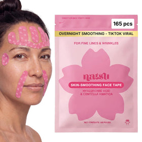 Natsu front packaging showing 165 pre-cut anti wrinkle patches and benefits