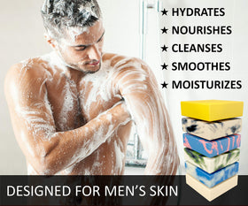 NATURAL AMERICAN soldier soap lather in hand demonstrates rich foam and gentle cleanse