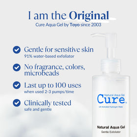 NATURAL AQUA GEL CURE on bathroom shelf in lifestyle setting for routine