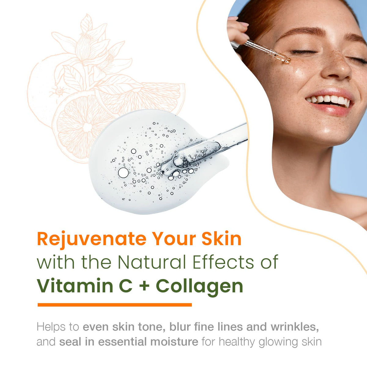 Natural Chemist serum dropper releasing a drop, precise application benefit