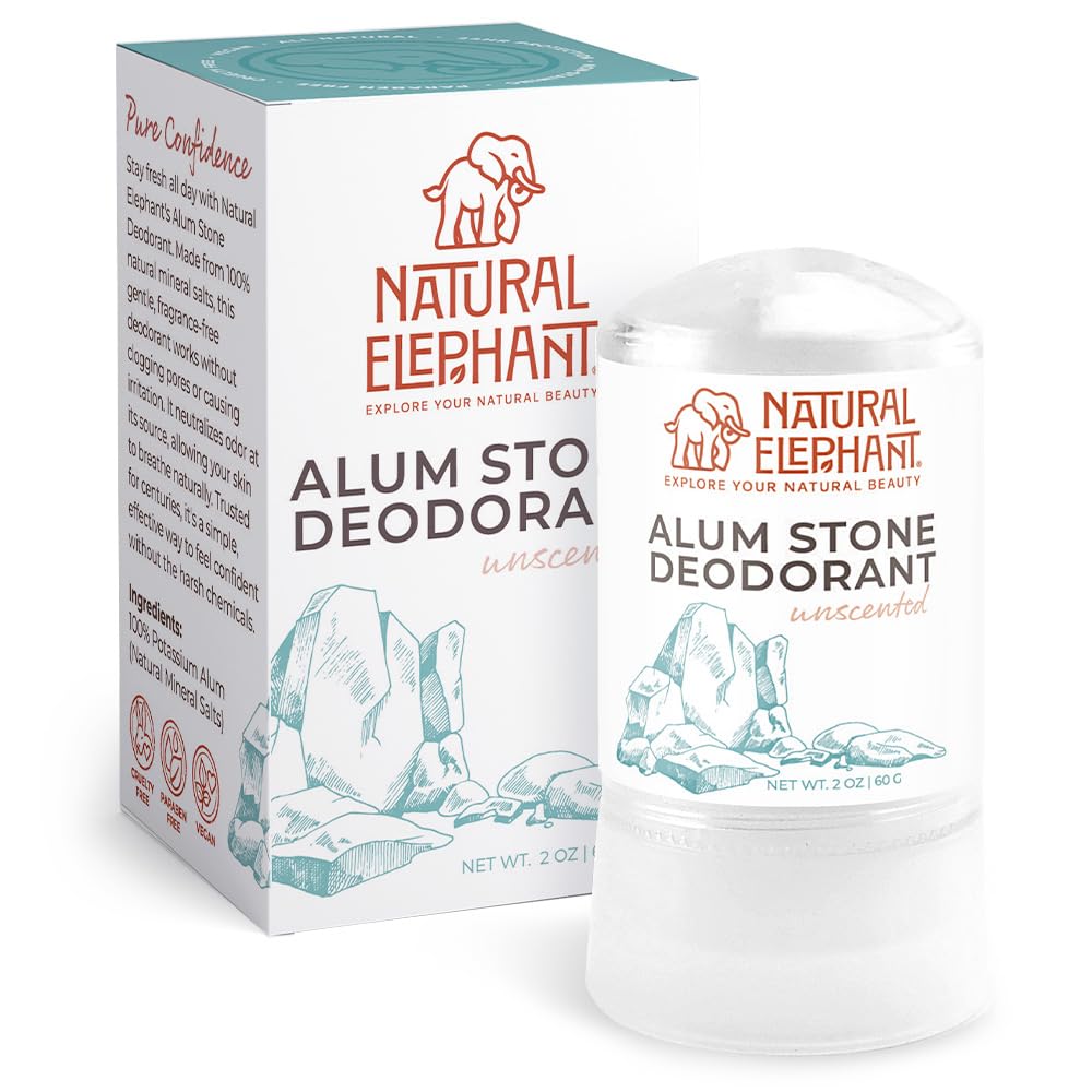 Natural Elephant front packaging showing brand and unscented mineral stick benefit