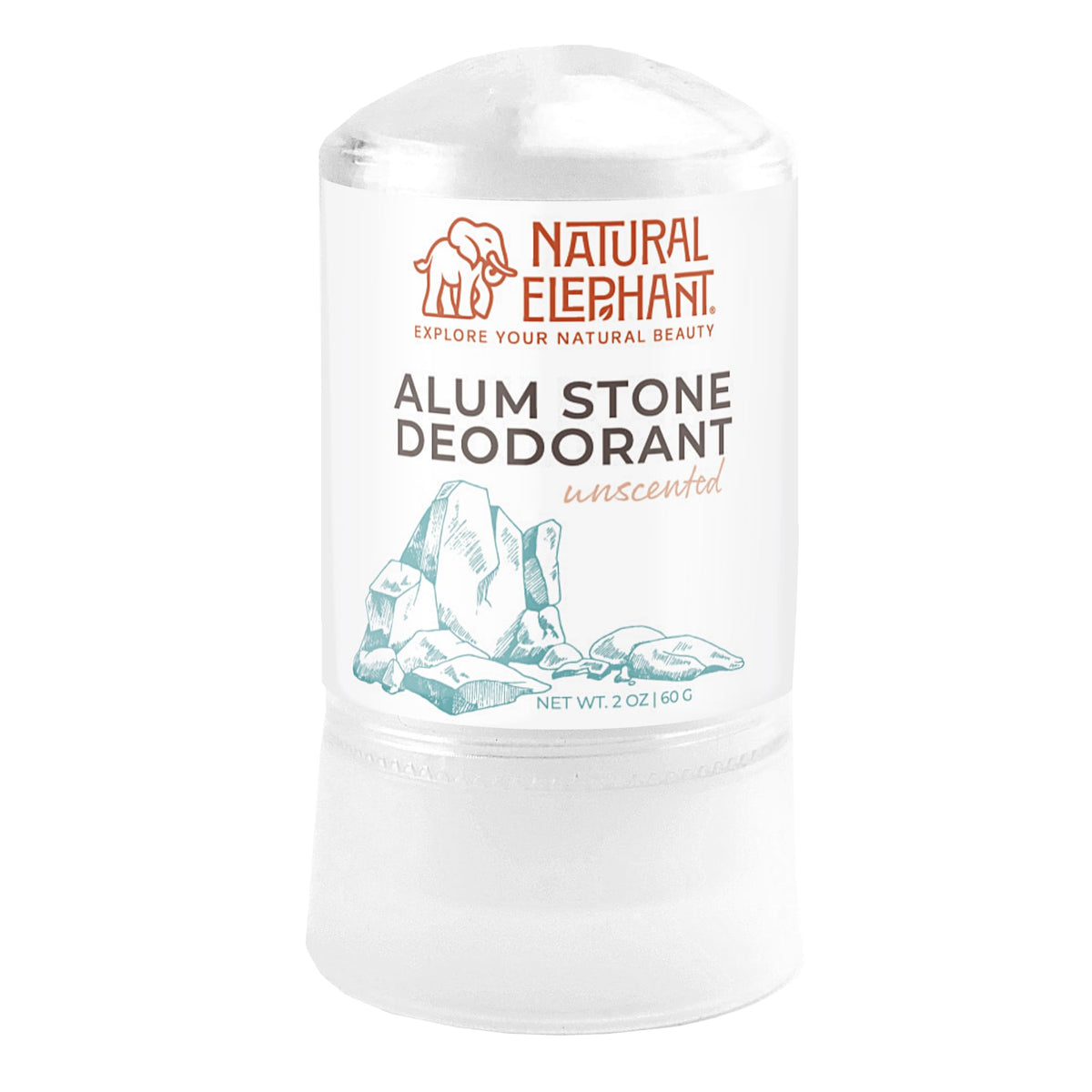 Natural Elephant stone on bath shelf lifestyle scene illustrating travel convenience benefit