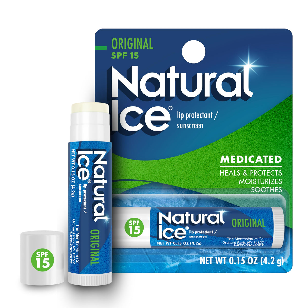 Natural Ice tube front view showing branding and cooling benefit