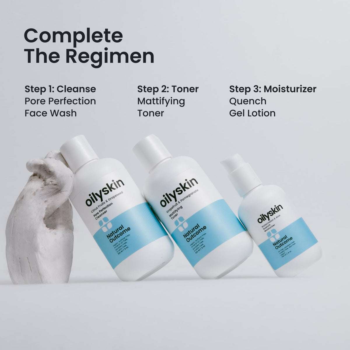 Natural Outcome botanical ingredients with witch hazel emphasizing clarifying benefit