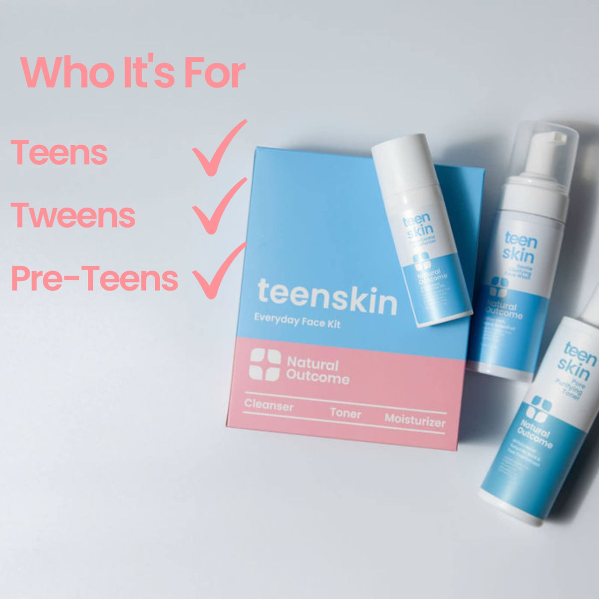 Natural Outcome ingredients layout with natural elements implying gentle formulation