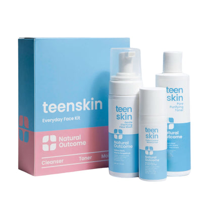 Natural Outcome kit front packaging showing all three products and easy routine