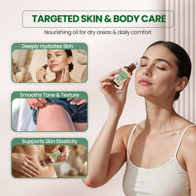 Natural Riches 30 ml bottle held in hand, showing compact travel-friendly size