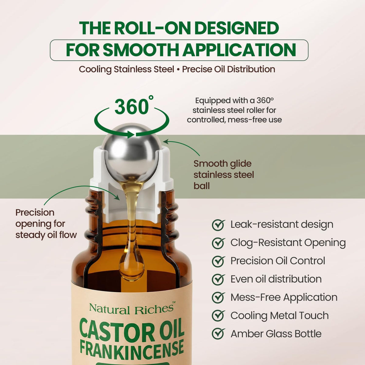 Natural Riches roller applied under-eye, showing targeted de-puffing and soothing effect