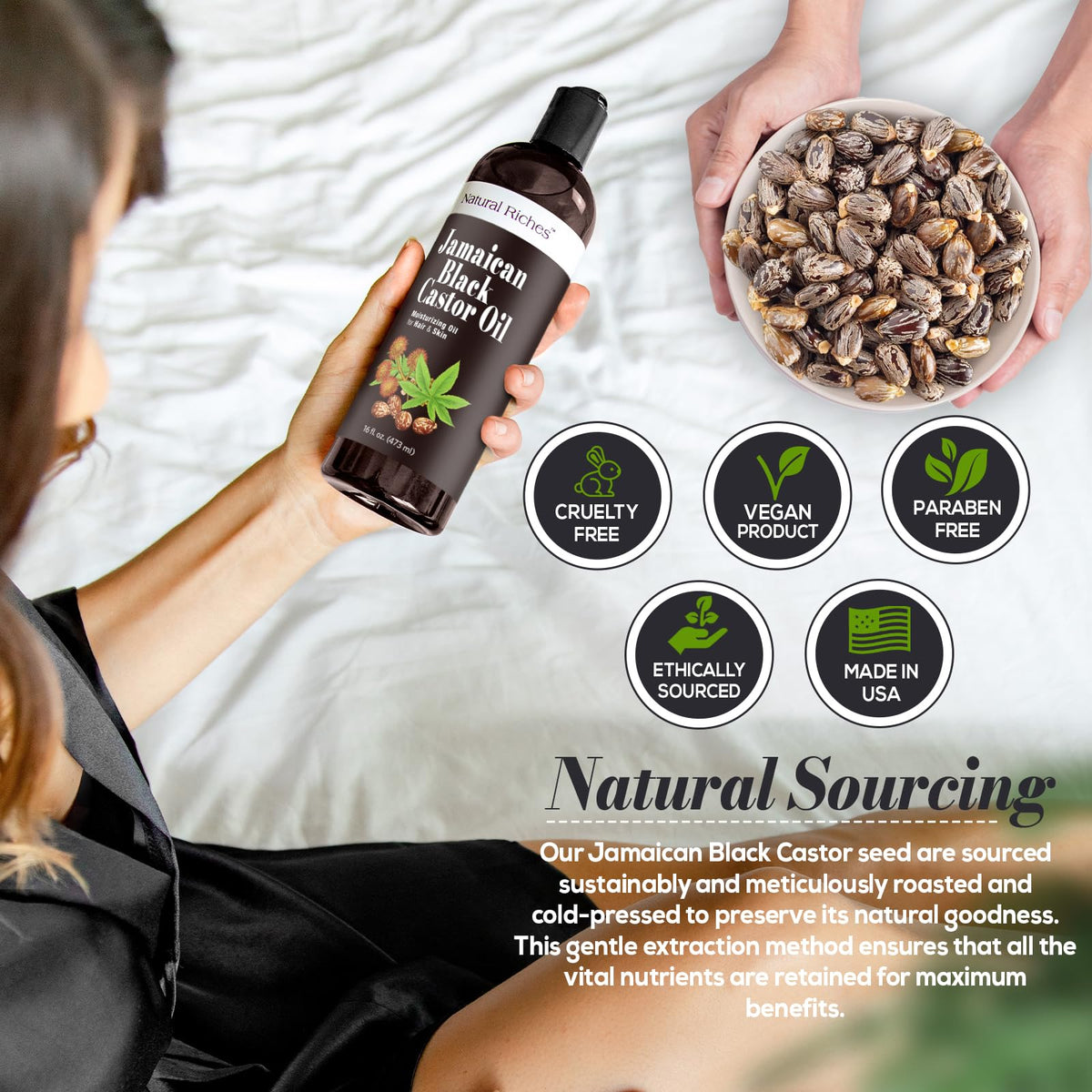 Natural Riches being massaged into scalp to soothe dryness and support hair health