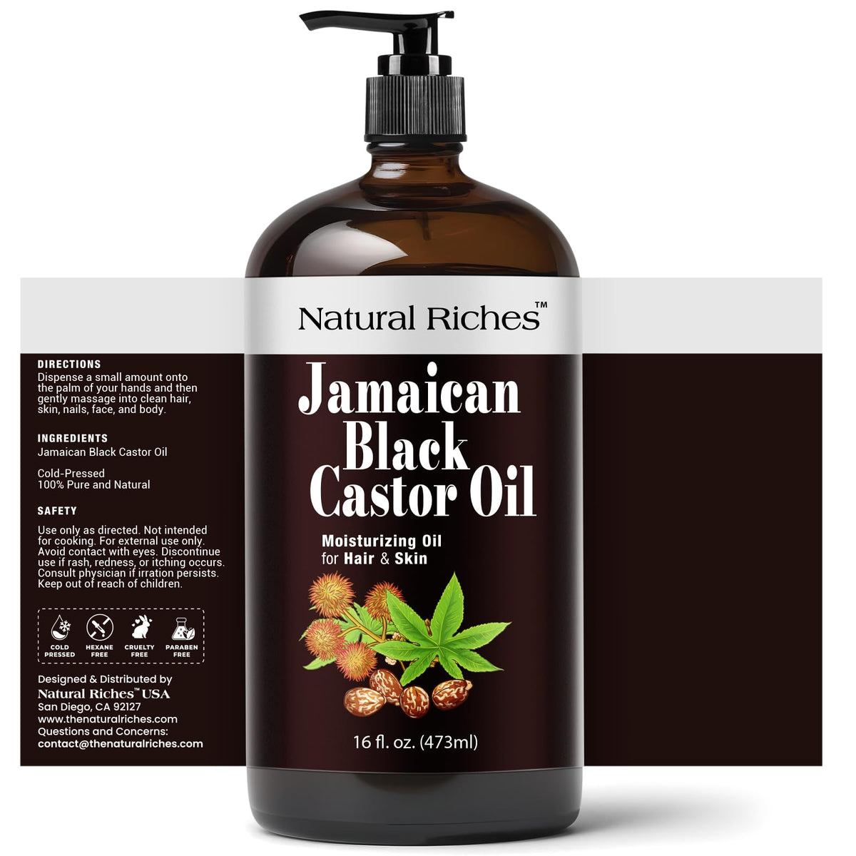 Natural Riches pouring oil close-up highlighting rich texture and purity benefit