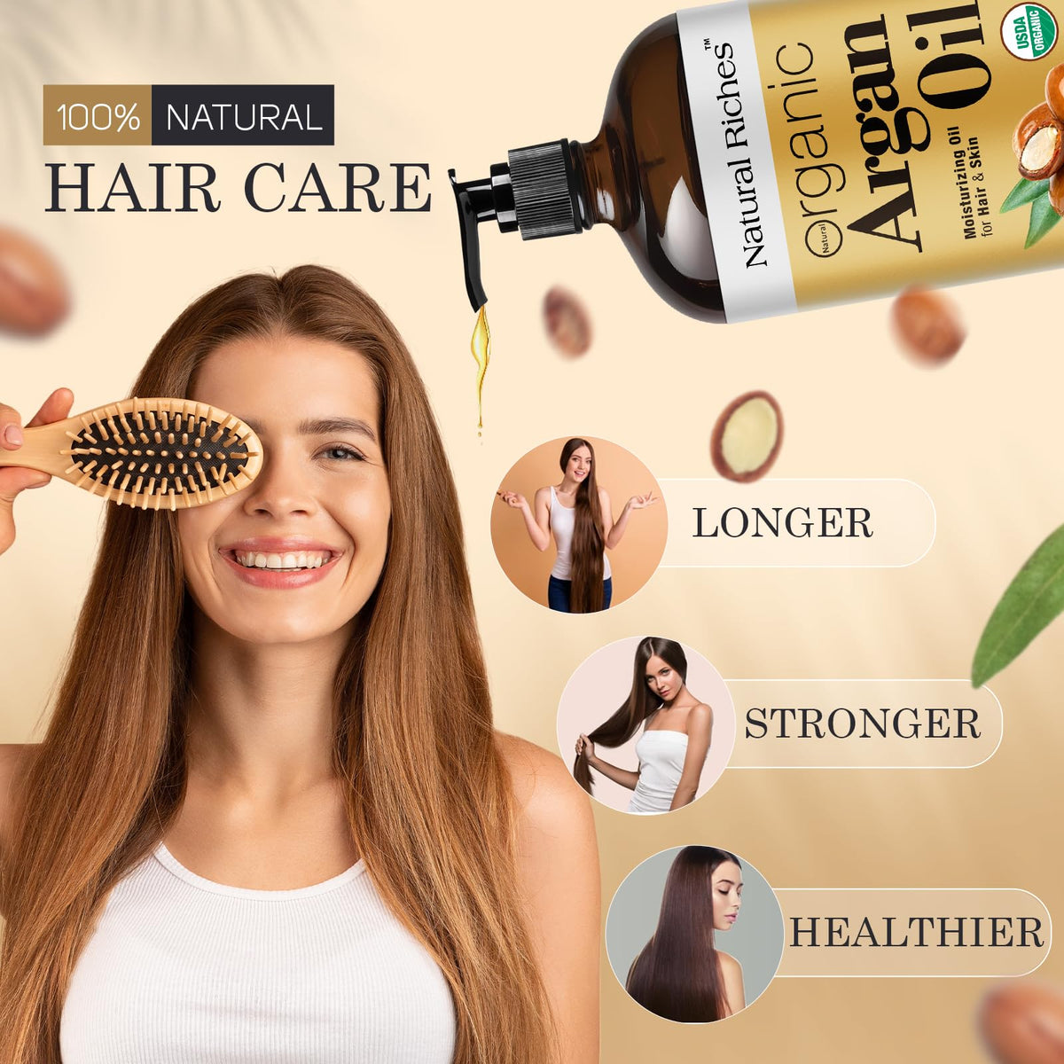 Natural Riches oil texture drop on hand demonstrating lightweight absorption benefit