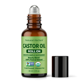 Natural Riches roll-on front packaging showing clear glass bottle and label, aids controlled use