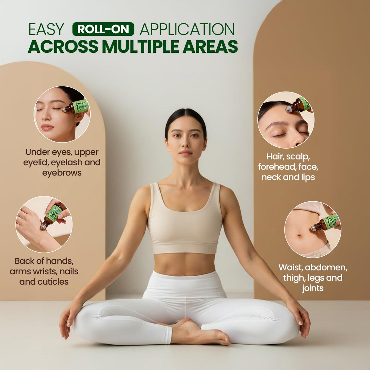Natural Riches scalp application demonstration with roller ball, enables targeted scalp care